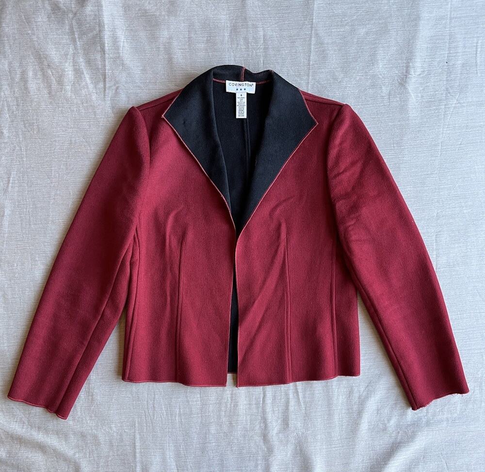 Vintage Covington Women’s 6 Soft Wool Blend Red Open Front Career Blazer